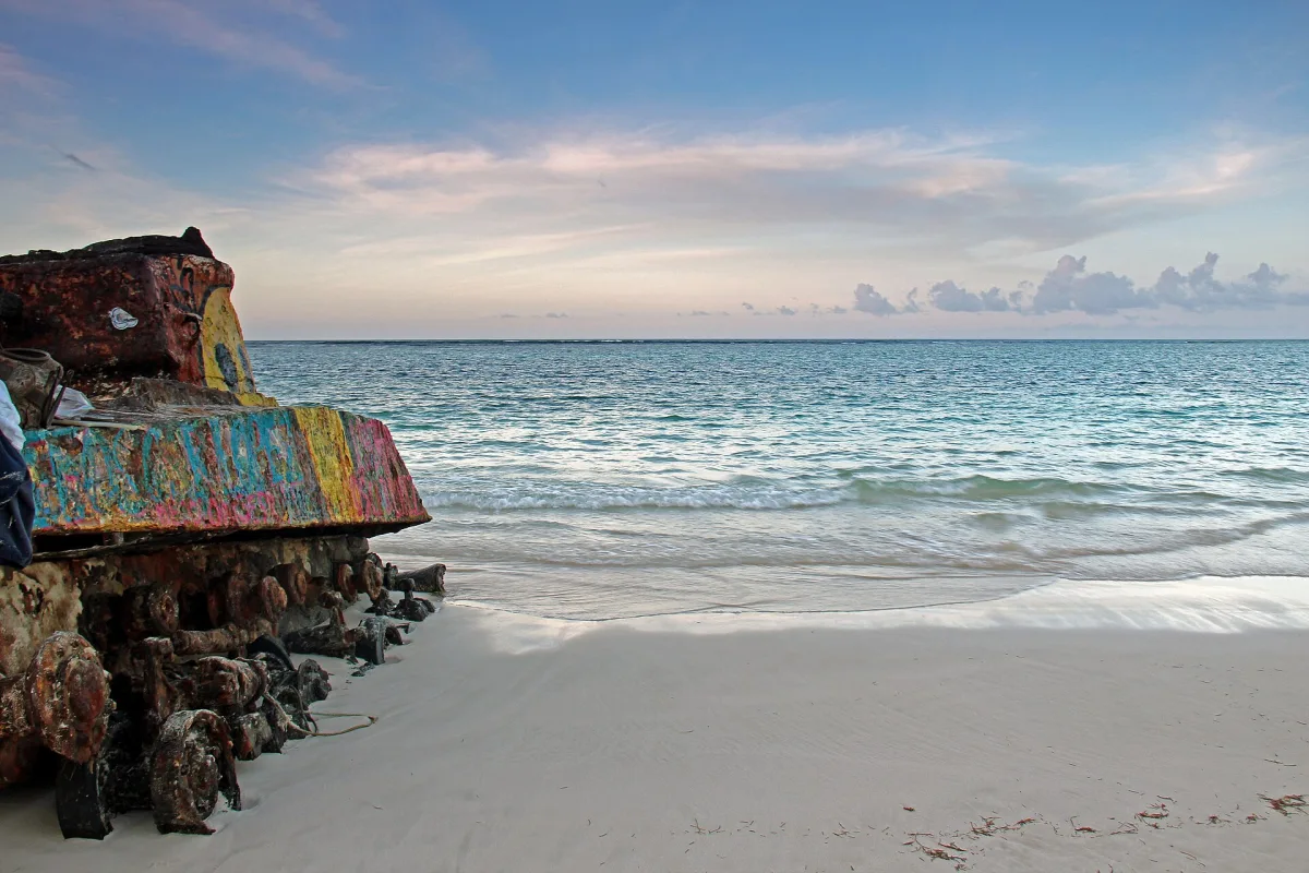 US military tank on Flamenco Beach, Culebra, Puerto Rico